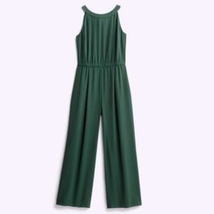 Anthropology Gal Meets Glam Jumpsuit Hunter Green Lined Lace Tied Sleeveless